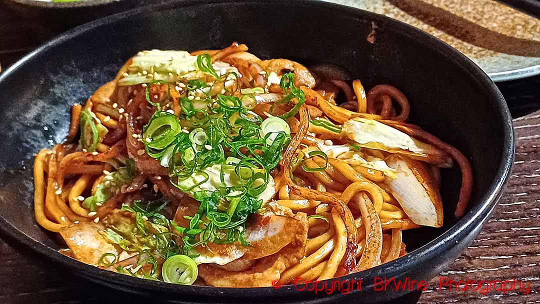 Japanese noodles and chicken in a restaurant in Queenstown, New Zealand